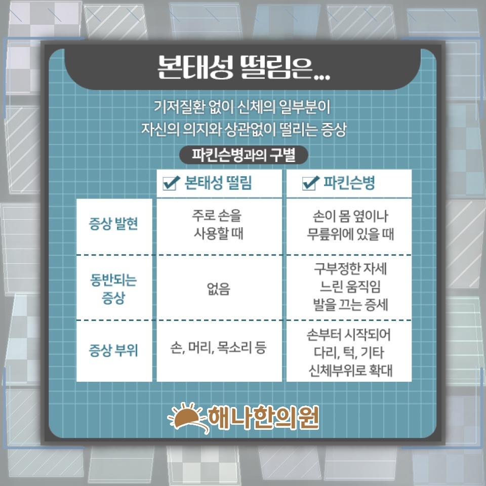 자신도 모르게 나타나는 본태성떨림의 양상과 특징